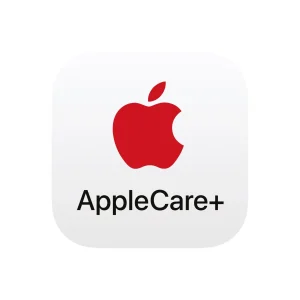 AppleCare+-Logo: rotes Apple-Symbol über schwarzem "AppleCare+"-Text auf einem abgerundeten weißen, quadratischen Hintergrund.